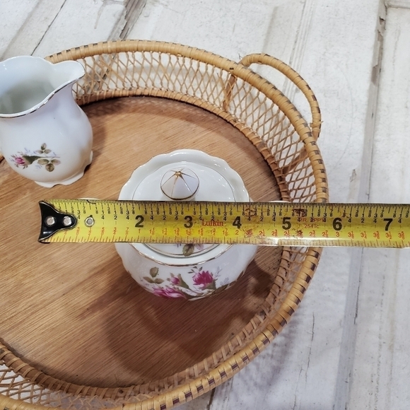 Vtg UCAGCO made in Japan Old Rose Pattern Cream & Sugar set with lid - Picture 9 of 12